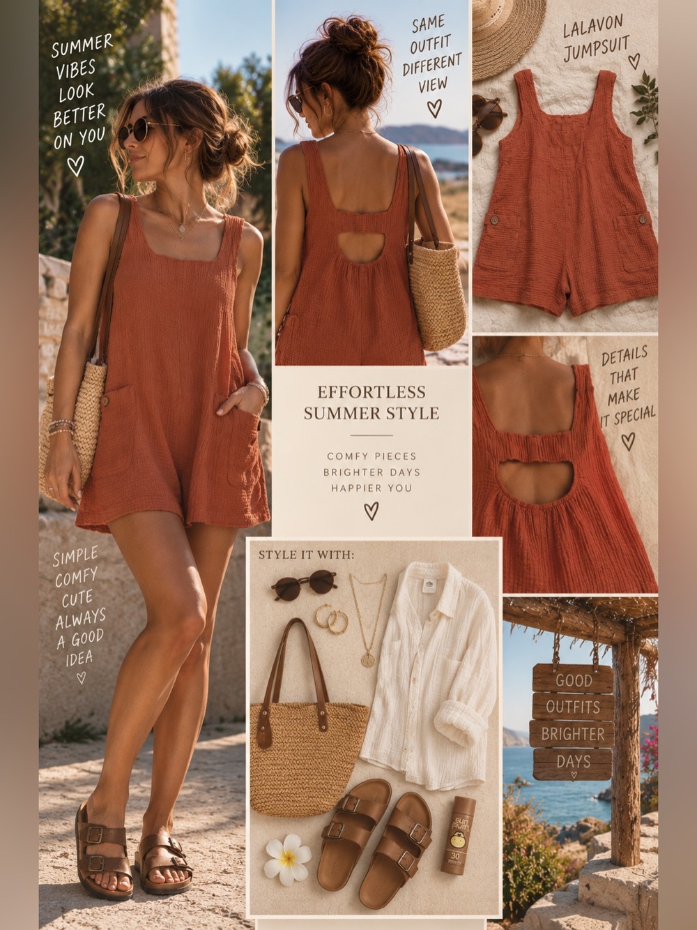 Orange and Pink Sleeveless Jumpsuit with Relaxed Fit